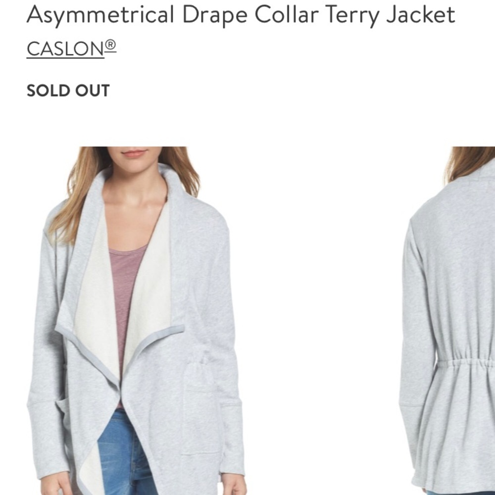 EUC Caslon Asymmetrical Drape Collar Terry Jacket